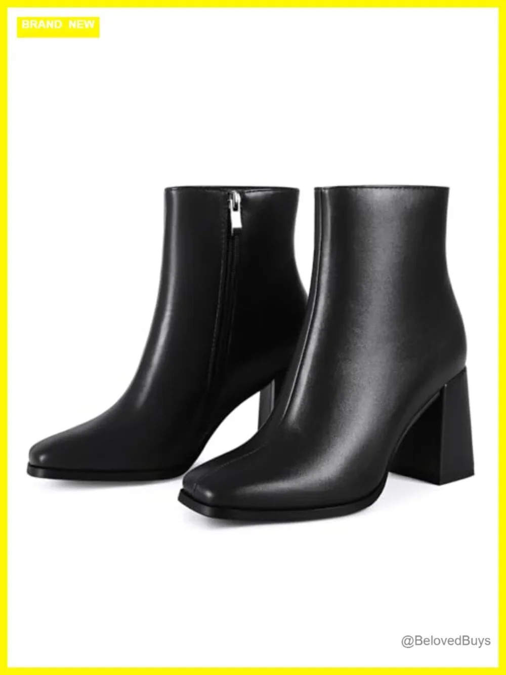 Square Toe Ankle Boots Chunky Block Heel Mid Heel Dressy Booties
